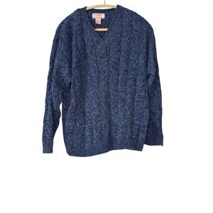 American Weekend Women's Vintage Sz Large Two Button Cable Knit Pullover Sweater